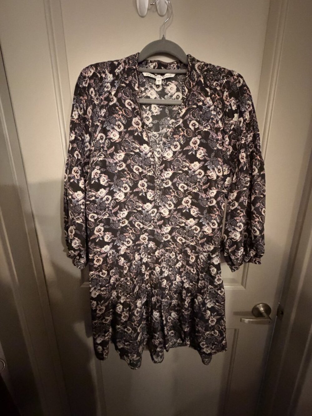 NWOT Veronica Beard Black Beige Paisley Floral Mini Dress Size 8